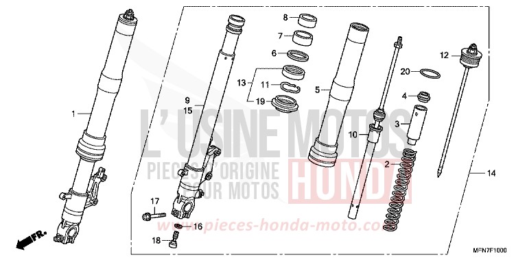 GABEL, VORNE von CB1000R ABS PEARL COOL WHITE (NHA16) von 2009